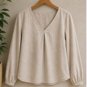 Sand Tie Neck Blouse